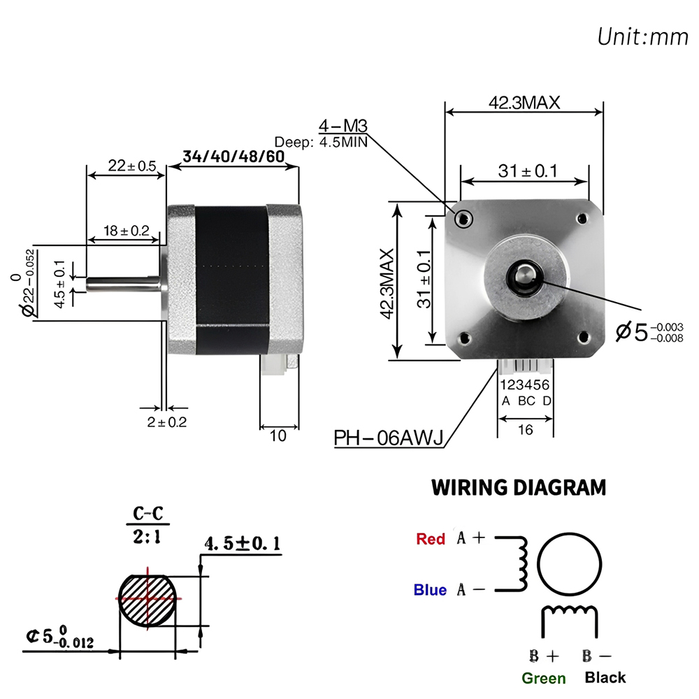 محرك خطوي Nema 17 بقطر 42 مم،  - مراجعة Stepper Motor Nema17 وسعره
