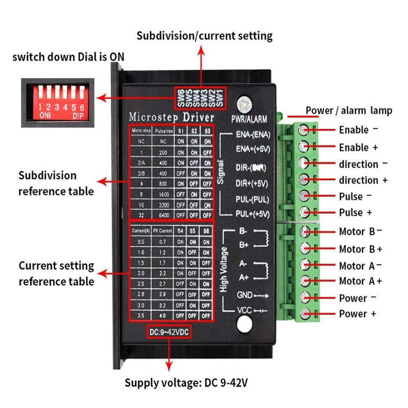 محرك متدرج سائق TB6600 4A 9-42 - مراجعة Stepper Motor Nema17 وسعره