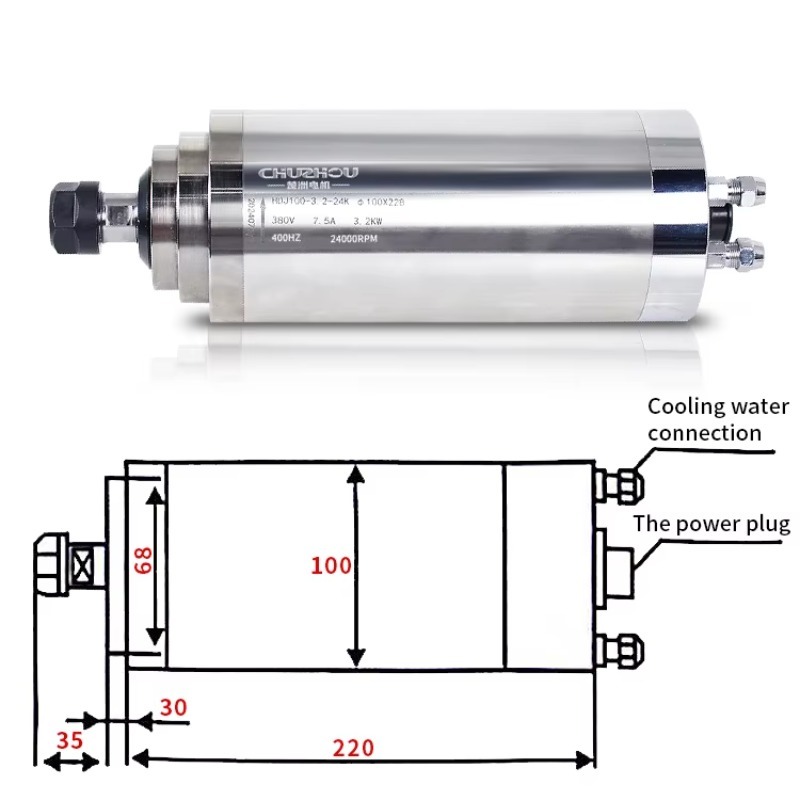3Kw المياه المبردة المغزل 4 تح - مراجعة Water Cooled Spindle وسعره