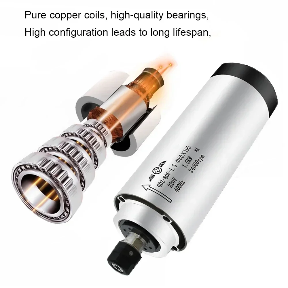 محرك مغزل CNC مبرد بالهواء بقو - مراجعة Water Cooled Spindle وسعره